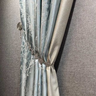 Blossom Branches Duck Egg Blue Abstract Floral Curtain 5