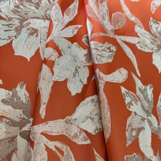 Blossom Tapestry Terracotta Orange Satin Floral Curtains 4