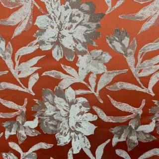 Blossom Tapestry Terracotta Orange Satin Floral Curtains