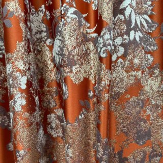 Floral Reverie Jacquard Terracotta Orange Curtains 5