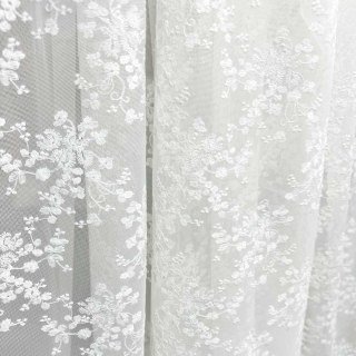 Springtime Bouquet Embroidered Ivory White Floral Voile Curtain 3