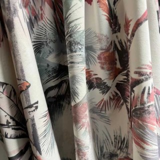 Sunset Palms Multicolour Velvet Tropical Floral Curtains 2