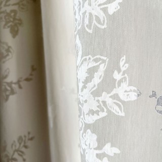 Enchanted Garden Rose & Butterfly Floral Cream Voile Curtain 3