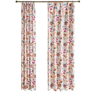 Summer Blooms Multicolor Pink Red Linen Style Floral Curtain 5