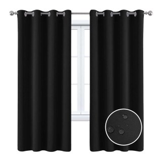 Malibu Waterproof Blackout Twill Black Outdoor Curtain 4