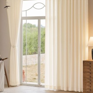 Chevron Mist Geometric Textured Ivory White Heavy Voile Curtain 3