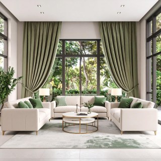 Fine Sage Duck Egg Green Velvet Curtain