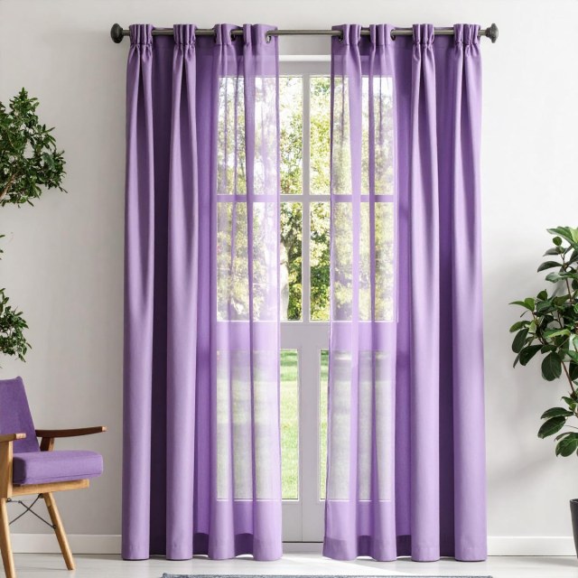 Luxe Lavender Purple Voile Curtain 1