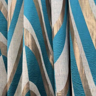Ocean Wave Elegance Teal and Gold Art Deco Geometric Curtains 3