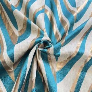 Ocean Wave Elegance Teal and Gold Art Deco Geometric Curtains 6