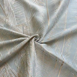 Palm Elegance Pastel Blue and Gold Tropical Curtains 5