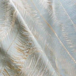 Palm Elegance Pastel Blue and Gold Tropical Curtains 4
