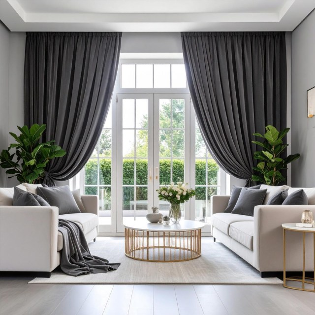 Premium Dark Charcoal Velvet Curtain 1