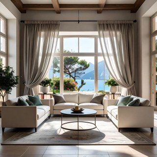 Provencal Pure Flax Linen Light Grey Heavy Semi Sheer Voile Curtain 2