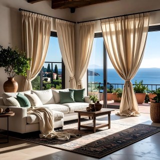 Provencal Style Pure Flax Linen Oatmeal Heavy Semi Sheer Curtain 3