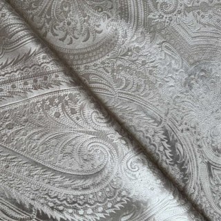 Royal Mirage Cream Taupe Damask Velvet Curtain