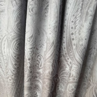 Royal Mirage Cream Taupe Damask Velvet Curtain 4