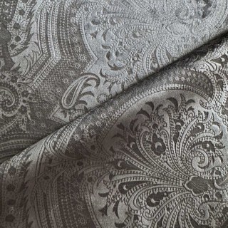 Royal Mirage Jacquard Charcoal Gray Damask Velvet Curtain