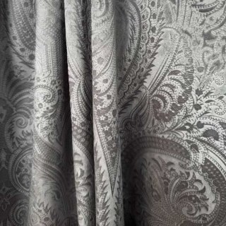 Royal Mirage Jacquard Charcoal Gray Damask Velvet Curtain 2