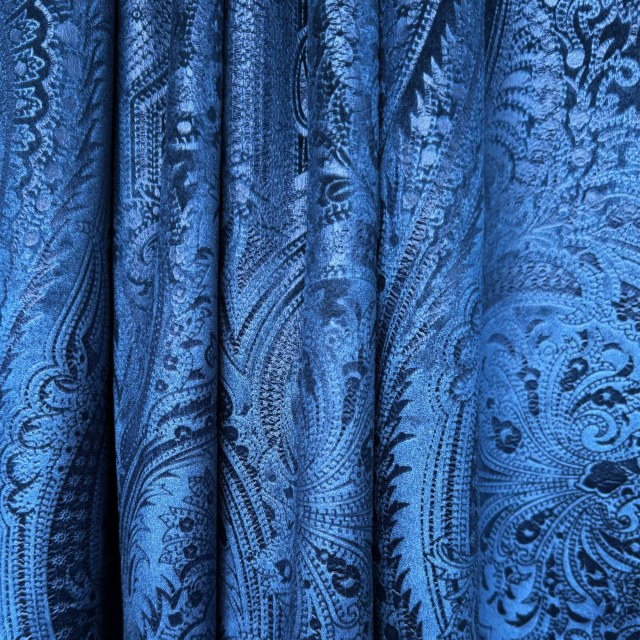 Royal Mirage Navy Blue Damask Velvet Curtain 1