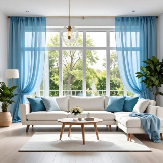 Smarties Baby Blue Soft Sheer Voile Curtain 3