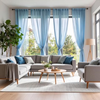 Smarties Baby Blue Soft Sheer Voile Curtain 2