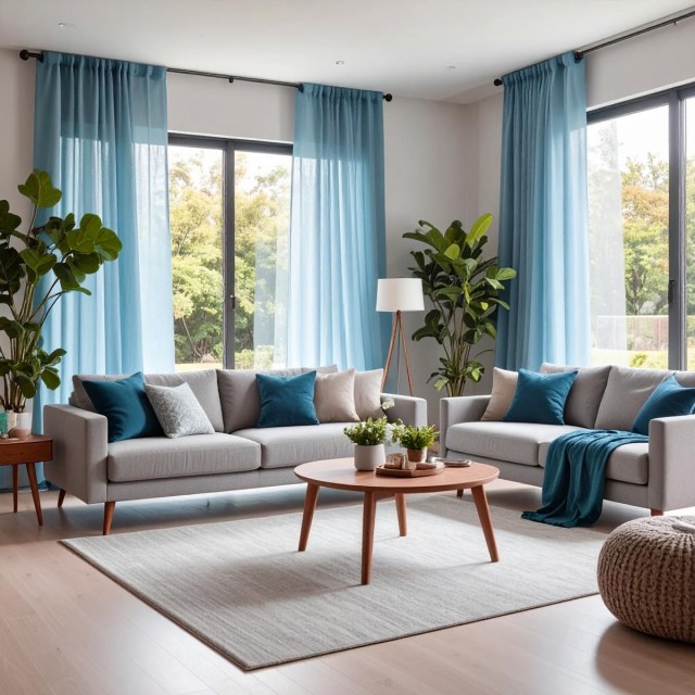 Smarties Baby Blue Soft Sheer Voile Curtain 1