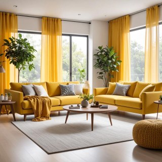 Smarties Bright Yellow Soft Sheer Voile Curtain 4