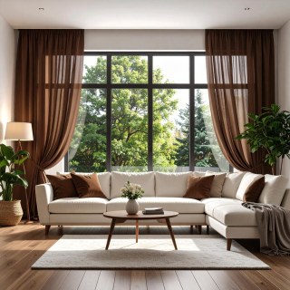 Smarties Chocolate Brown Soft Sheer Voile Curtain 3