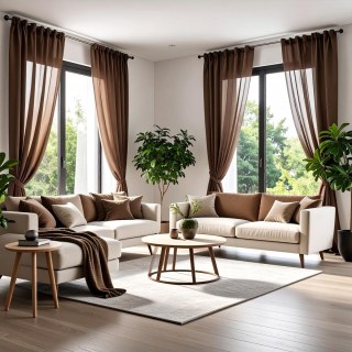 Smarties Chocolate Brown Soft Sheer Voile Curtain 2