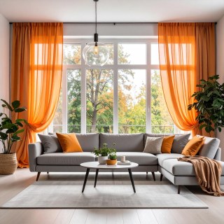 Smarties Orange Soft Sheer Voile Curtain 3