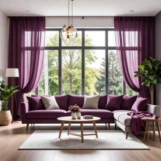 Smarties Purple Soft Sheer Voile Curtain 3