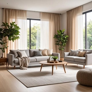 Smarties Sand Beige Soft Sheer Voile Curtain