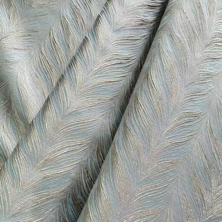 Aqualuna Duck Egg Blue Curtain with Gold Herringbone Details 3