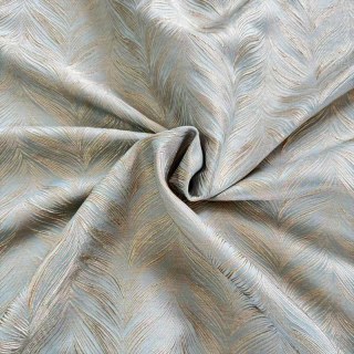 Aqualuna Duck Egg Blue Curtain with Gold Herringbone Details 4