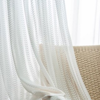 Chevron Stripe Jacquard White Sheer Voile Curtain 2
