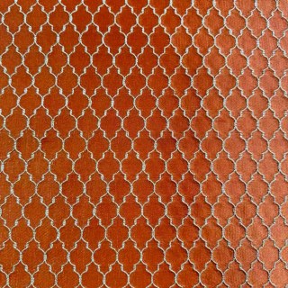 Fancy Trellis 3D Jacquard Orange Arabesque Curtains with Gold Details 6