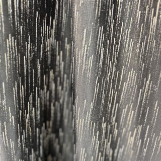 Gilded Stream Black Curtain with Metallic Stripes