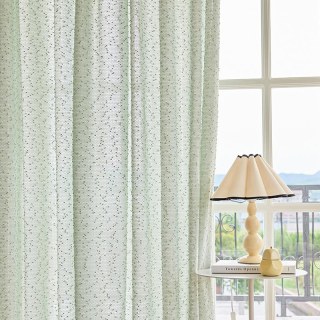 Ripple Wave Tweed Inspired Sage Green Mesh Net Curtain 5