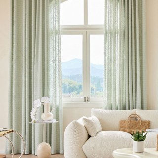 Ripple Wave Tweed Inspired Sage Green Mesh Net Curtain 4