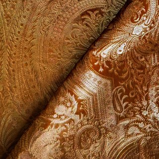 Royal Mirage Terracotta Burnt Orange Damask Velvet Curtain 3