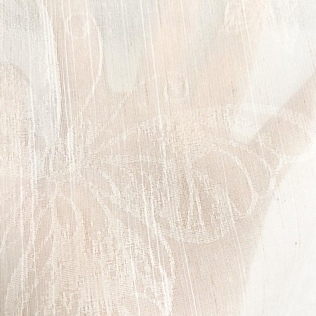 Gossamer Butterflies Ivory Striped Floral Voile Curtain 1