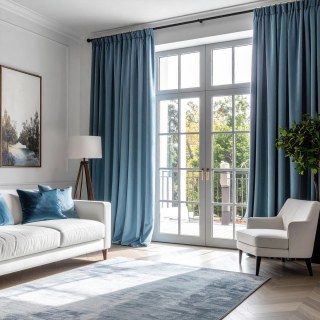 Lustrous Duck Egg Blue Velvet Curtains 3