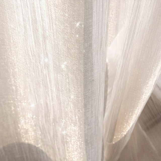 Paris Cascade Shimmering Striped Silver Grey Organza Voile Curtain 1