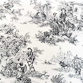 Amour Pastorale Black Toile de Jour Chenille Curtains 4