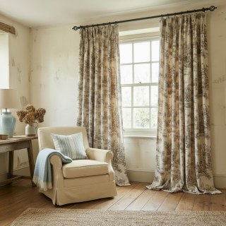 Amour Pastorale Brown Toile de Jour Chenille Curtains 2