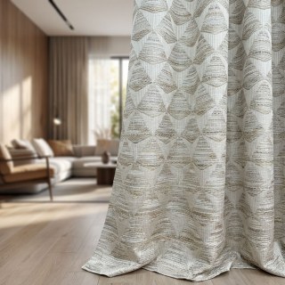 Diamond Mirage Jacquard Cream Sand Geometric Curtains 2