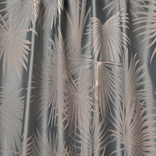 Fan Palm Silhouette Duck Egg Blue Satin Tropical Leaves Curtain 6
