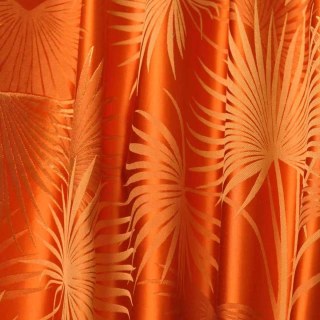 Fan Palm Silhouette Orange Satin Tropical Leaves Curtain 5