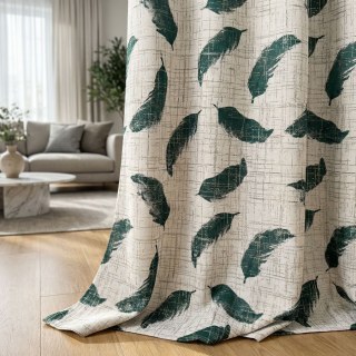 Plume & Pattern Abstract Green Feather Curtain